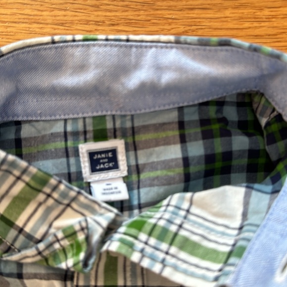 Janie and Jack size 5 button down with navy khakis, navy, green, easter, spring - Picture 6 of 6